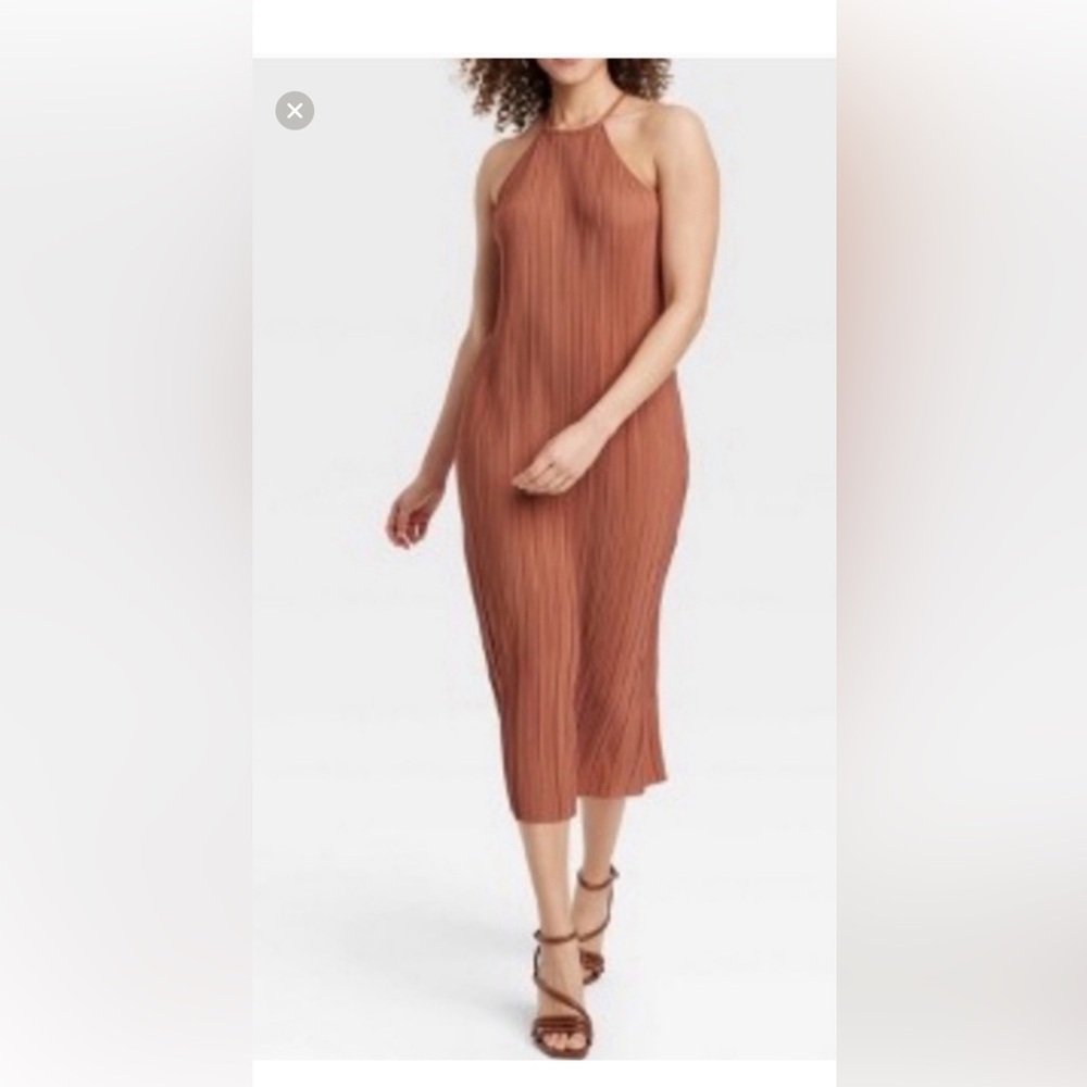 A New Day Terracotta Pleated Dress